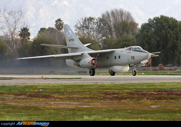 Douglas EA-3B Skywarrior model was modified for electronic intelligence against the Warsaw Pact. Just about to start its take off roll. Douglas EA-3B Skywarrior
