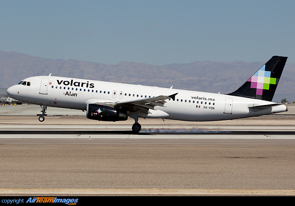 At the time this photo was taken this aircraft was called "Alan", 2 weeks later it will be re-christened with a new name as Volaris rename their aircraft every 2 weeks with a different name. Airbus A320-233