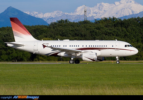 A corporate Airbus ACJ319 departing from Geneva airport seen with Mt Blanc in the background Airbus ACJ319