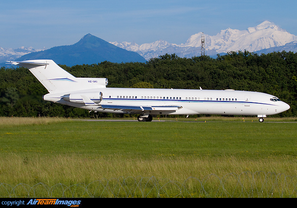 Precision Air Boeing 727 departing from Geneva airport as seen with Mt Blanc in the background Boeing 727-212/Adv Super 27