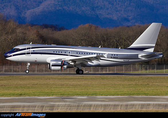 A corporate Airbus 319 landing at Geneva airport Airbus ACJ319
