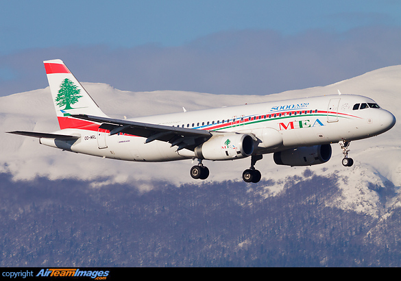 MEA Airbus 320 with "5000th A320 family" sticker Airbus A320-232