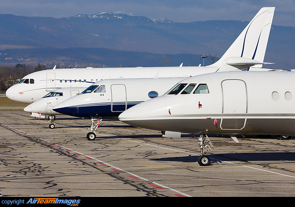 A selection of business Jets parked at Geneva Airport. Dassault Falcon 900EX