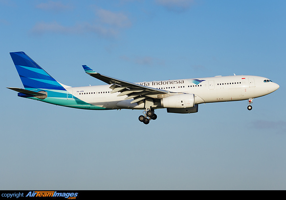 Garuda Airbus 330-200 PK-GPN landing at AMS Schiphol airport in perfect morning low sunlight conditions Airbus A330-243