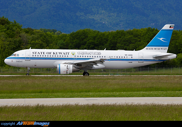 State of Kuwait Airbus 320 9K-AKD landing at GVA airport Airbus A320-212