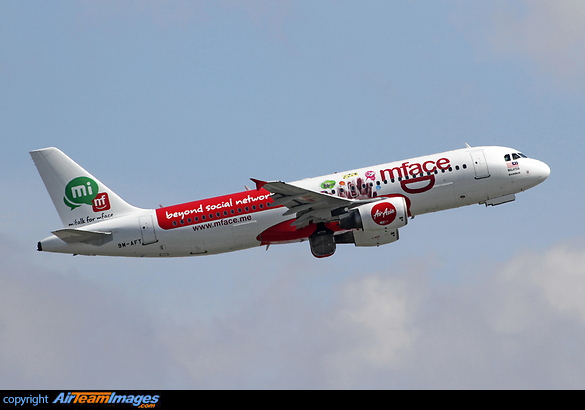 New Air Asia scheme promoting Malaysia new social platform "MFace" Airbus A320-216