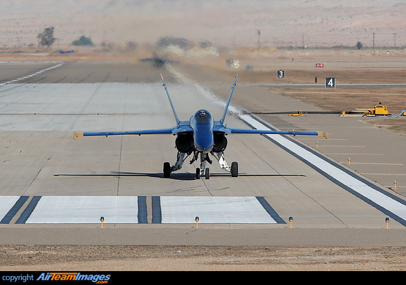 Blue Angels '5' about to line up for departure at El Centro for winter training F/A-18A Hornet