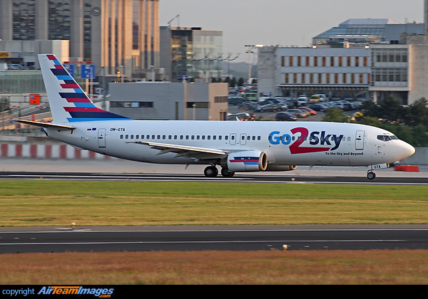 Go2Sky operates its first Boeing 737-400 till mid September out of Bergamo on behalf of Mistral Air but today substituting for FQ out of BRU. Boeing 737-4Q8
