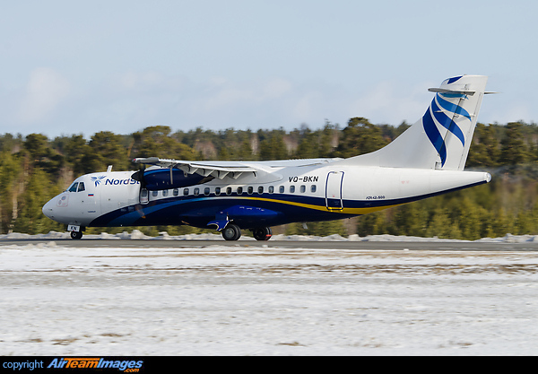 Take-off from runway 29. ATR 42-500