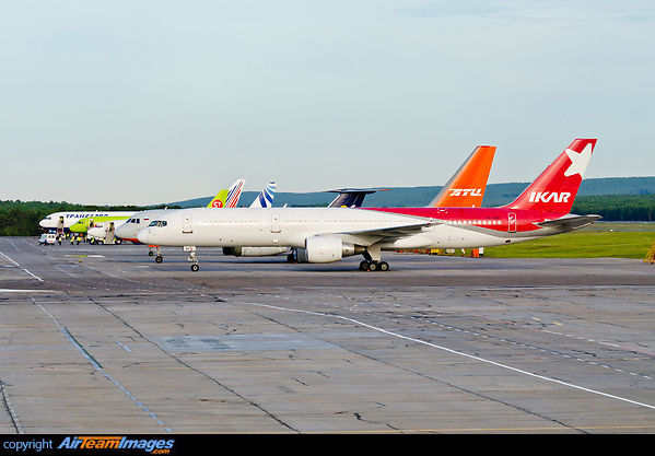 Typical Russian ramp view - behind the IKAR 757 (leased from Nordwind Airlines) is Aviastar TU-204C freighter RA-64021, Katekavia TU-134 RA-65052, Nordstar Boeing 737-800, S7 A320 and Transaero Boeing 767-300. Boeing 757-2Q8