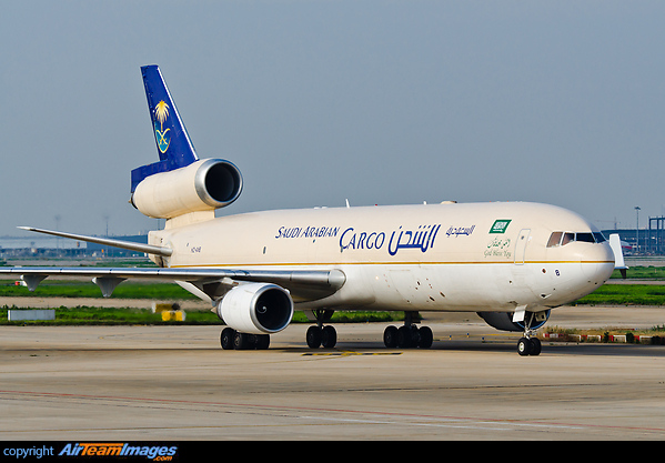 Taxing inbound to cargo ramp 3 after landing on runway 17R. McDonnell Douglas MD-11F