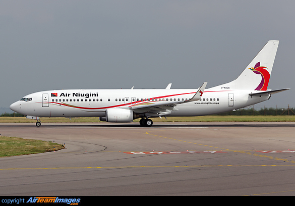 Departing for Lasham having been painted into Air Niugini's striking colour scheme here at East Midlands. Boeing 737-8BK