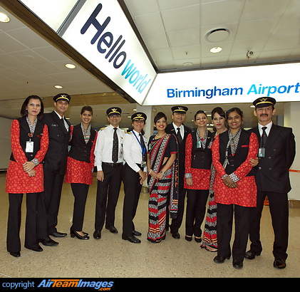 Air India crew members operated the inaugural flight from Birmingham to Delhi & Amritsar Air India Crew