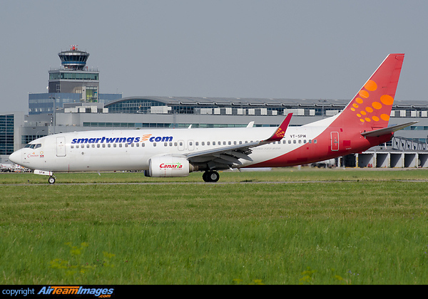 One of three Spicejet Boeing 737-800s on lease to Smartwings for the Summer Season Boeing 737-86N