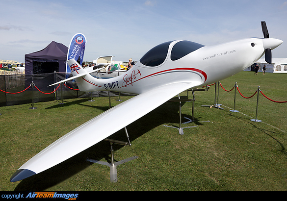 The first new family of light aircraft to be certified in the UK for over two decades displayed at the 2013 LAA Rally. The aircraft is poised to make the leap from the drawing board to prototype.
The Swift range of aircraft will be all composite, single engine piston, aerobatic, low wing monoplanes with a two person side by side seating. Being fast, powerful and agile, the Swift range will be suitable for performing up to advanced level aerobatics. Swift TG
