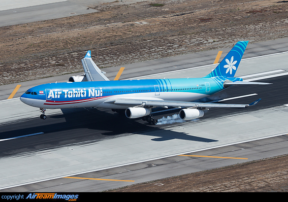 Beautiful touchdown on a lovely Los Angeles morning for an Air Tahiti A343. Airbus A340-313X