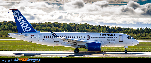 Bombardier's Cseries taxies for its maiden flight. Bombardier CS100