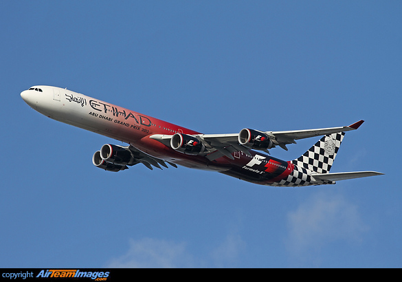 This Etihad A340-600 in special Formula 1 scheme, performed a flypast over Dublin city centre as part of Dublin Flightfest 2013. Airbus A340-642