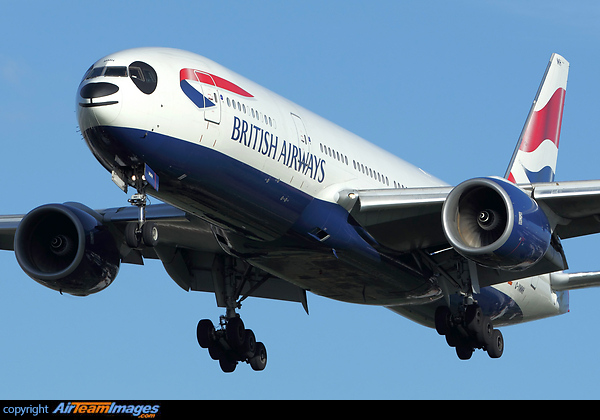 British Airways have painted a Panda face on this Boeing 777-200ER (G-YMMH) for the launch of flights to Chengdu Shuangliu International Airport in China. Boeing 777-236/ER