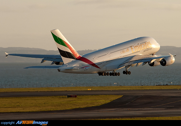 Take off on 23L first A380 EK435 to Brisbane - Dubai. Airbus A380-861