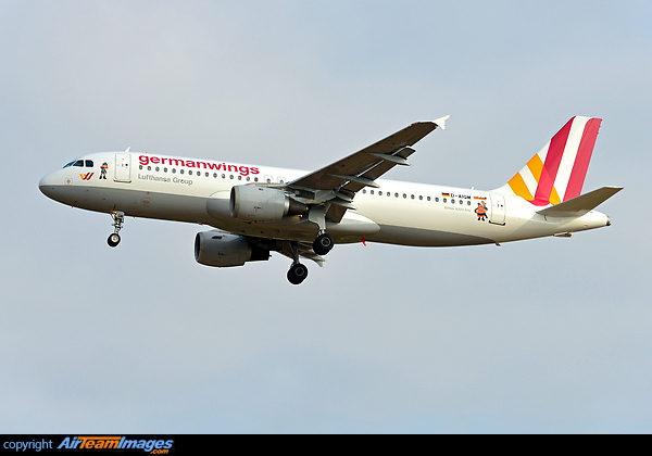 Airbus A320-211 with special "Wickie" sticker promoting the Germanwings onboard children program Airbus A320-211