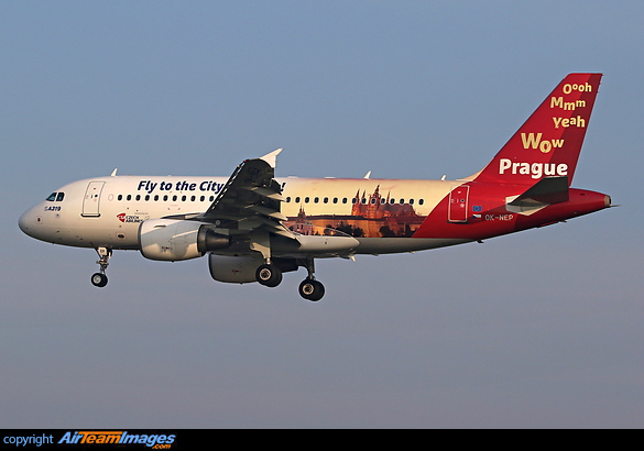 livery promoting the City of Prague Airbus A319-112