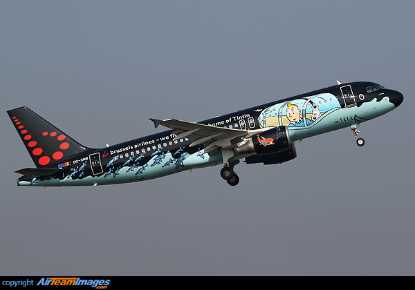 Named "Rackam" with a livery inspired by the Belgian cartoon character Tintin Airbus A320-214