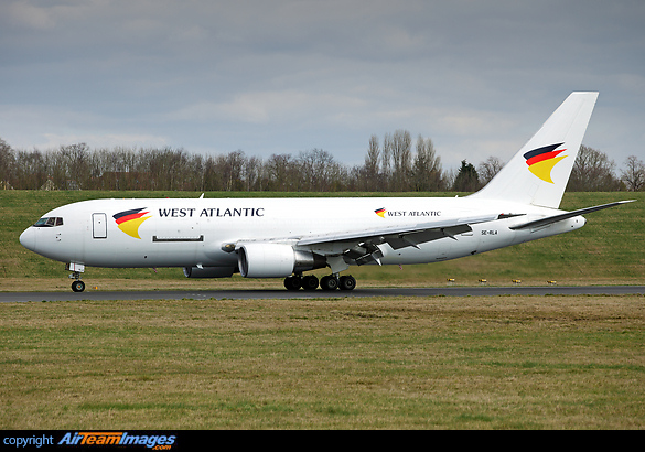 SE-RLA, West Atlantic's first Boeing 767, returns from a test flight prior to delivery to the airline. Boeing 767-232/F