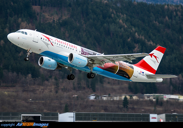"Building bridges" - the slogan of Eurovision Song Contest 2015 in Vienna. This plane was fitted with this livery for promoting the event in Austria after the win of Conchita Wurst in the last competition 2014 Airbus A320-214