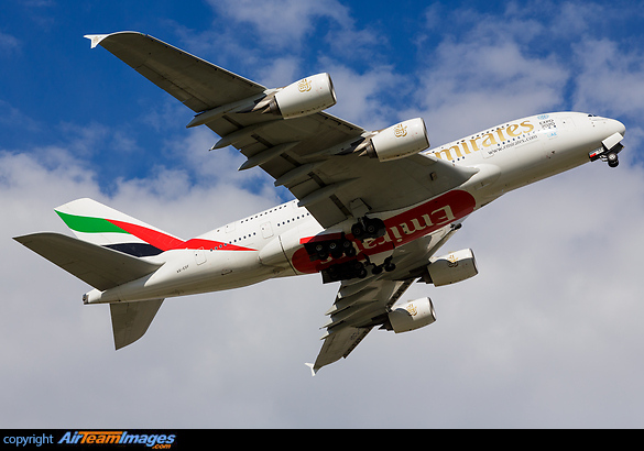Emirates A380 departure Airbus A380-861