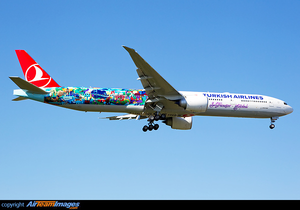 Special scheme applied to celebrate the inaugural flight for Turkish Airlines flights to SFO, San Francisco Boeing 777-3F2/ER