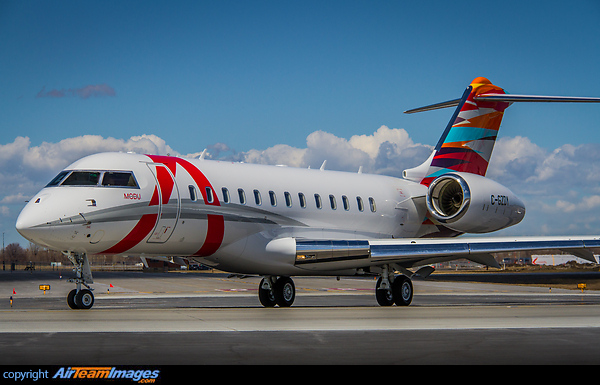 This colorful Global is still wearing its Bombardier registration. Seen here taxiing for a flight test. Bombardier Global 6000