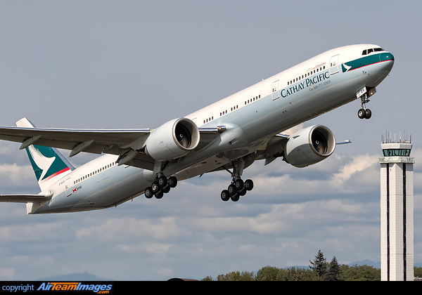 Cathay Pacific Boeing 777-367(ER) - cn 60725 / ln 1295 B-KQX departing Paine Field on its delivery flight 4/30/15. This was the 50th 777-300ER delivered to the airline. Boeing 777-367/ER