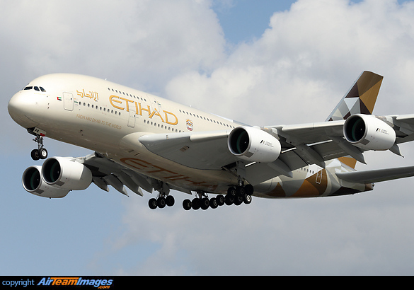A6-APB is the second Etihad Airways Airbus A380 Airbus A380-861