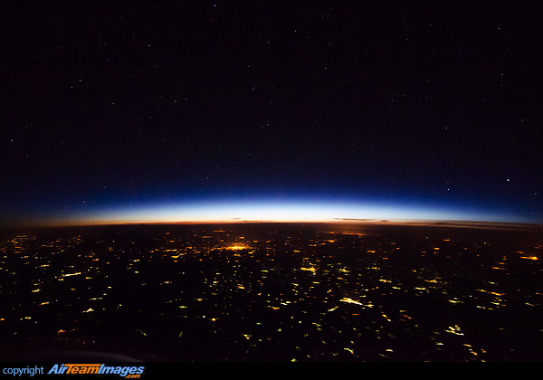 View out of the cockpit in FL410 enroute to Birmingham about 1 hr after sunset Skyscape
