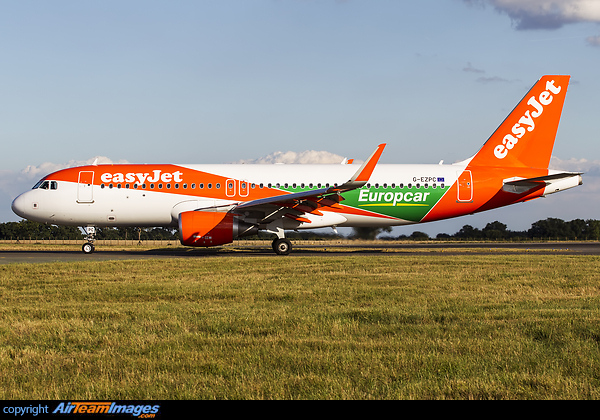 New logo applied showing easyJets partnership with Europcar Airbus A320-214
