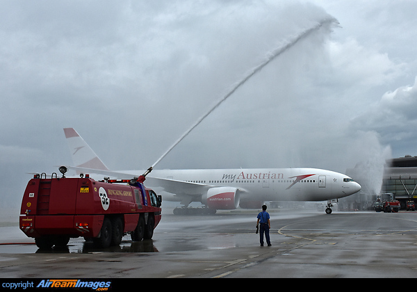 Austrian Airlines inaugural flight to Hong Kong on 6th September 2016 Boeing 777-2B8/ER