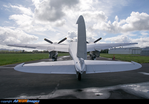 Rolled out in the sun for the third test flight. In temporary 75 Squadron RNZAF markings. de Havilland Mosquito T.III