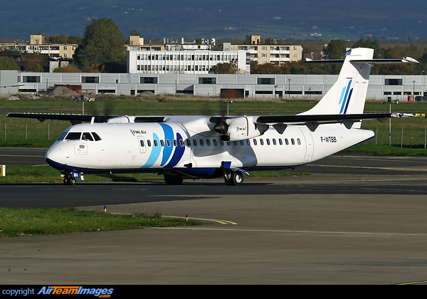 Myanmar-based FMI Air Charter will shortly take delivery of two ATR.72-600s.
F-WTBB is the second ATR-72 for FMI Air Charter, and has been painted in the carrier's colours at Shannon.
Seen taxiing for departure to Sonderborg prior delivery.
Due to become XY-AMH with FMI Air Charter. ATR 72-600