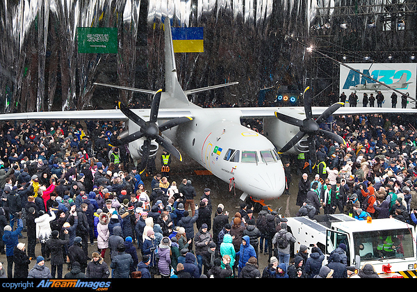 Brand new Antonov An-132D during roll-out ceremony Antonov An-132D