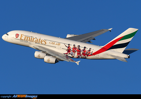 New Arsenal Football Club stickers. Airbus A380-861