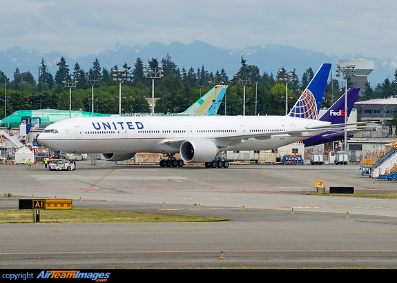Getting towed to the tarmacon her delivery flight to Seatac, Seattle Boeing 777-322/ER