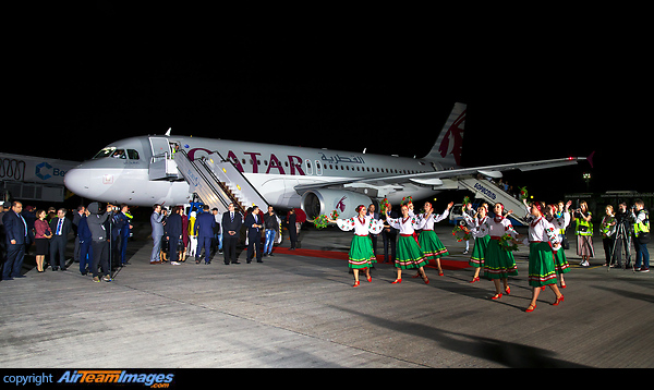 The first flight of Qatar Airways to Ukraine Airbus A320-232
