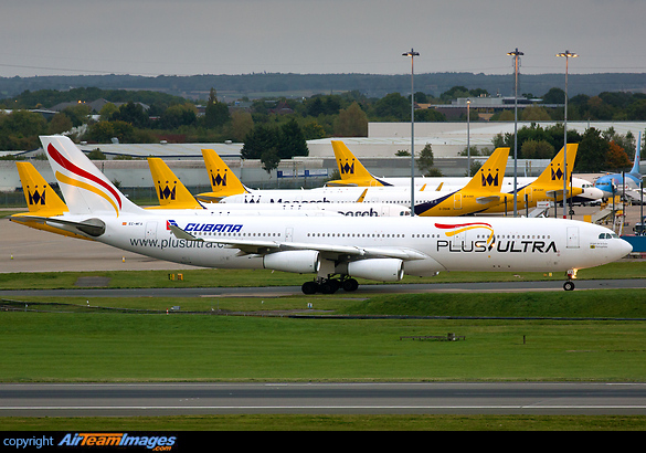 Following Monarch Airlines entering administration on 2nd October 2017, Plus Ultra A340 EC-MFA is one of many aircraft being utilised for repatriation of their customers Airbus A340-313