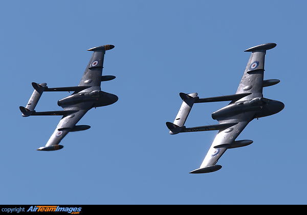 A pair of de Havilland DH112 Venom aircraft in close formation at the superb 2010 Cotswold Air Show. de Havilland Venom FB50