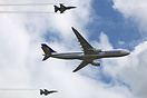 Belgium Air Force Airbus A330-300 and two F-16AM Fighting Falcons perf...