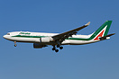 An Alitalia Airbus A330 landing at Milan MXP airport