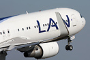 View of the newly fitted blended winglets on this LAN Boeing 767.