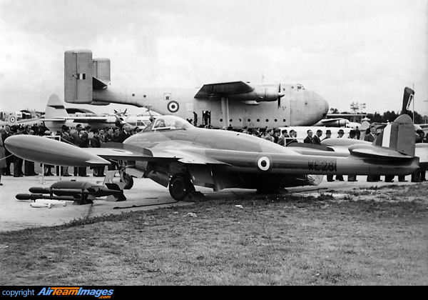 RAF de Havilland Venom FB1 WE281 on static display at the 1952 SBAC show Farnborough de Havilland Venom FB1
