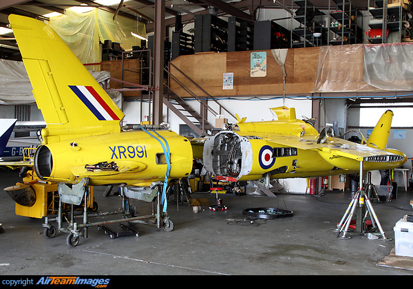 Image taken by ATI Photographer Steve Flint. Undergoing maintenance at the Gnat Display Team hangar based at North Weald is this Hawker Siddeley Gnat T1 G-MOUR (XR991) Hawker Siddeley Gnat T1